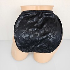 Vtg Delicates Black Second Skin Liquid Satin Lace Wet Leather Look Panties M 6