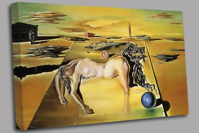 Salvador Dali schlafende Frau, Pferd, Löwe Leinwand Wandbild fertig zum Aufhängen