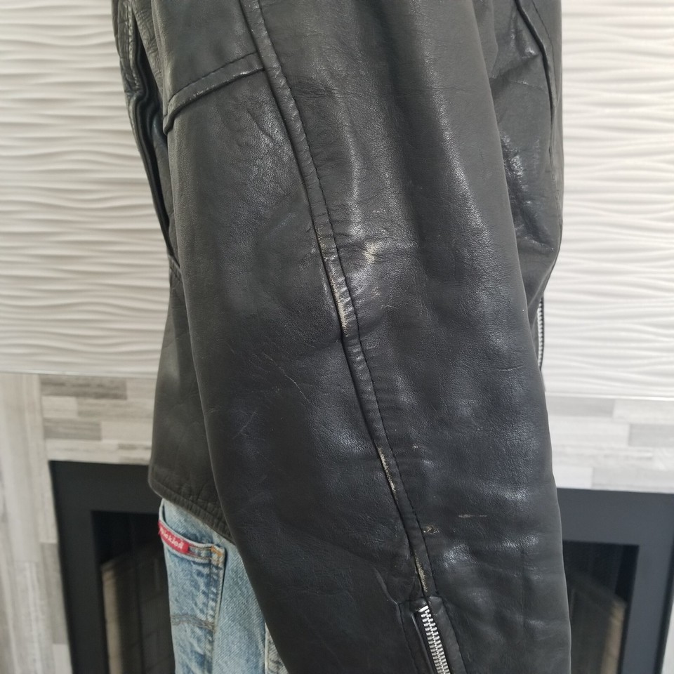 Vintage Highway Leathers Route 66 Mens Motorcycle Jacket Removable Liner Size 44 eBay