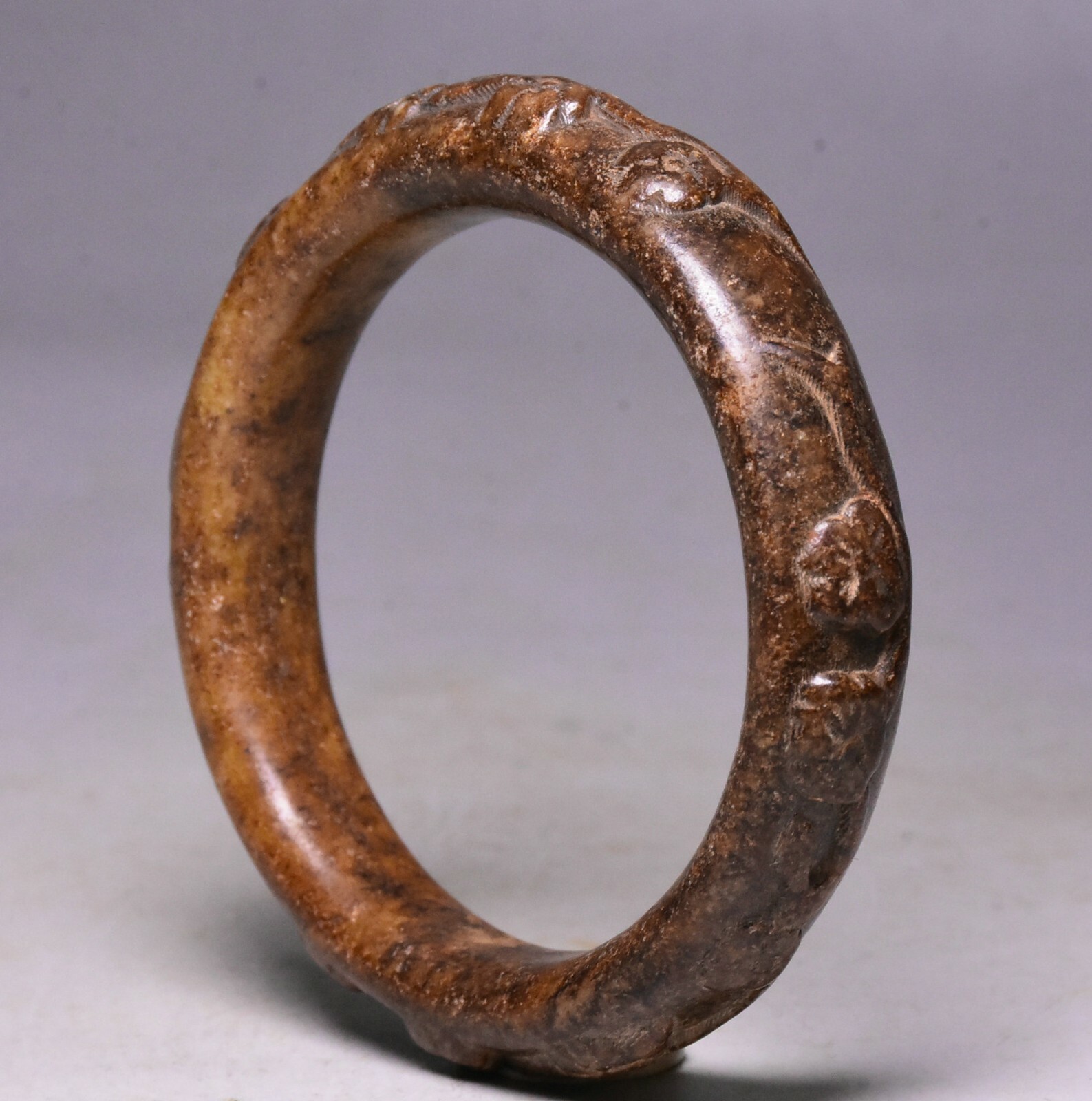 Unique China Hongshan Culture Old Jade Carved Plum Bossom Tree Bracelet Bangle