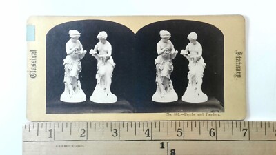 Psyche & Pandora Nude Sculpture Stereoview att. George Stacy c1860s Y17304