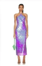 NWT THE NEW ARRIVALS BY ILKYAZ OZEL Sequinned Dress Purple Hologram FR38 (US6-8)