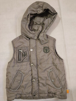 STEIFF great thick quilted vest taupe-olive size 116 top st1221