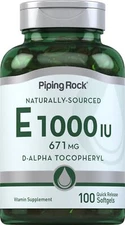 Vitamin E 1000 IU Softgels | 120 Count | With D-Alpha | Non-GMO | by Piping Rock