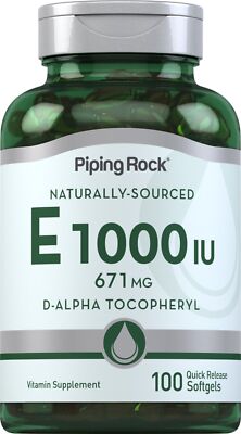 Vitamin E 1000 IU Softgels | 120 Count | With D-Alpha | Non-GMO | by Piping Rock