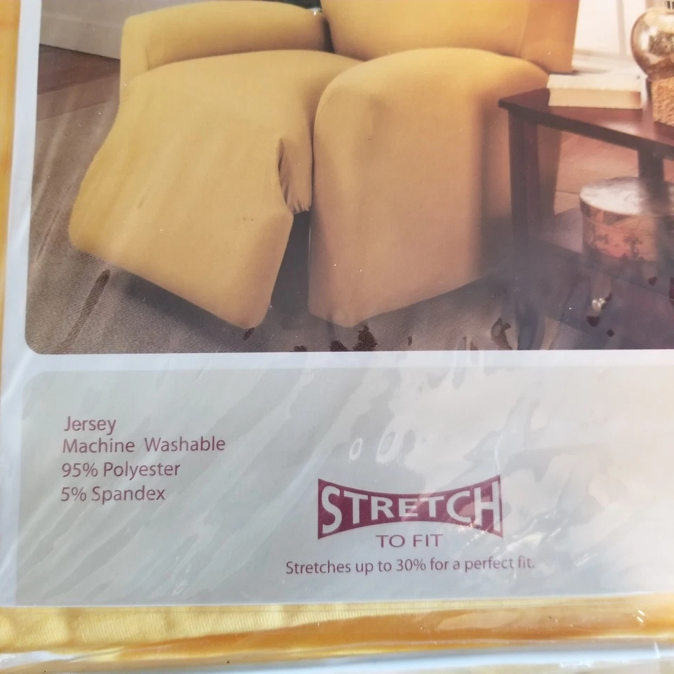 Jersey Madison Grande Reclinable Slipcover Amarillo Elástico Para Ajustar Nuevo En Paquete  Foto 3 de 3