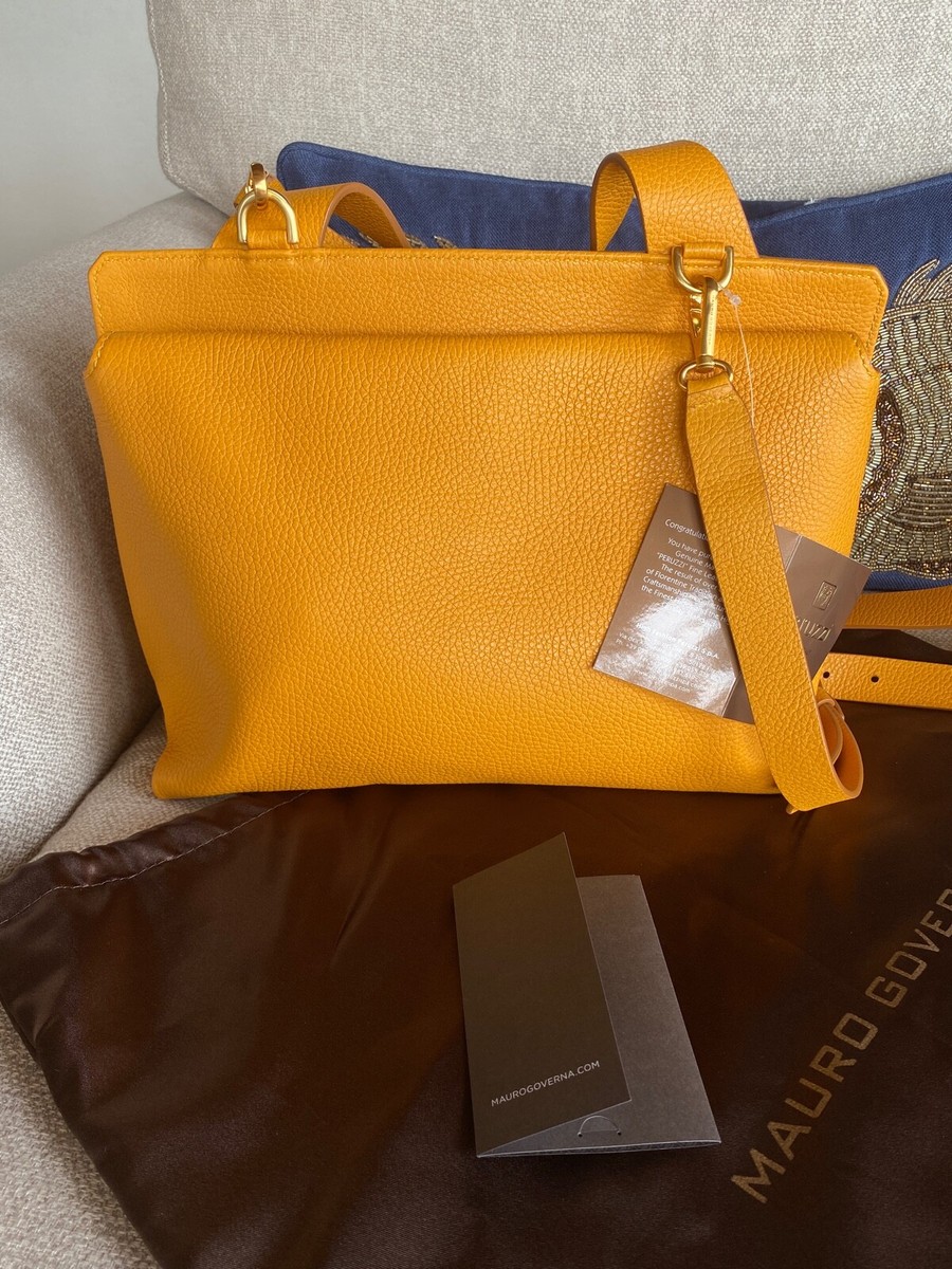 NWT Mauro Governa Yellow Leather Shoulder Bag Handmade Italy NWT Mauro Governa Yellow Leather Shoulder Bag Handmade Italy