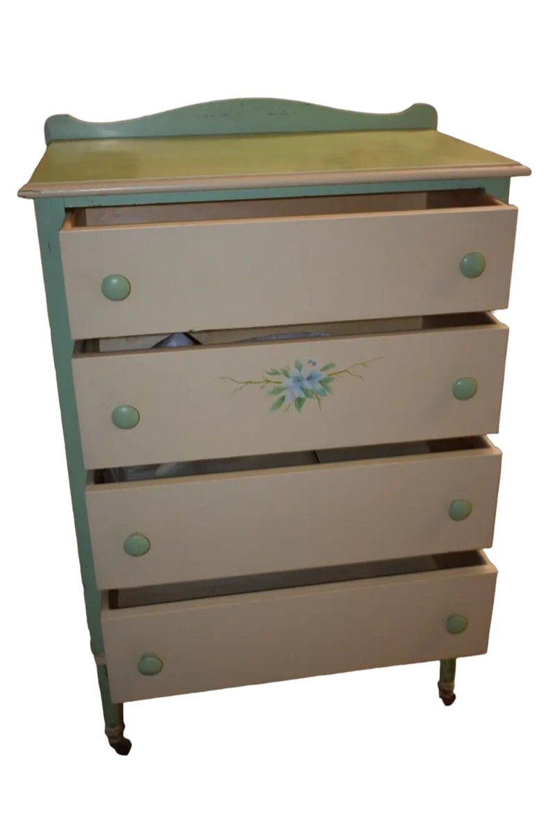 Antique Shabby Chic Dresser, Painted chest of drawers green and cream | eBay