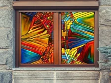 3D Texture 142NAO Window Film Print Sticker Cling Stained Glass UV Block Fay