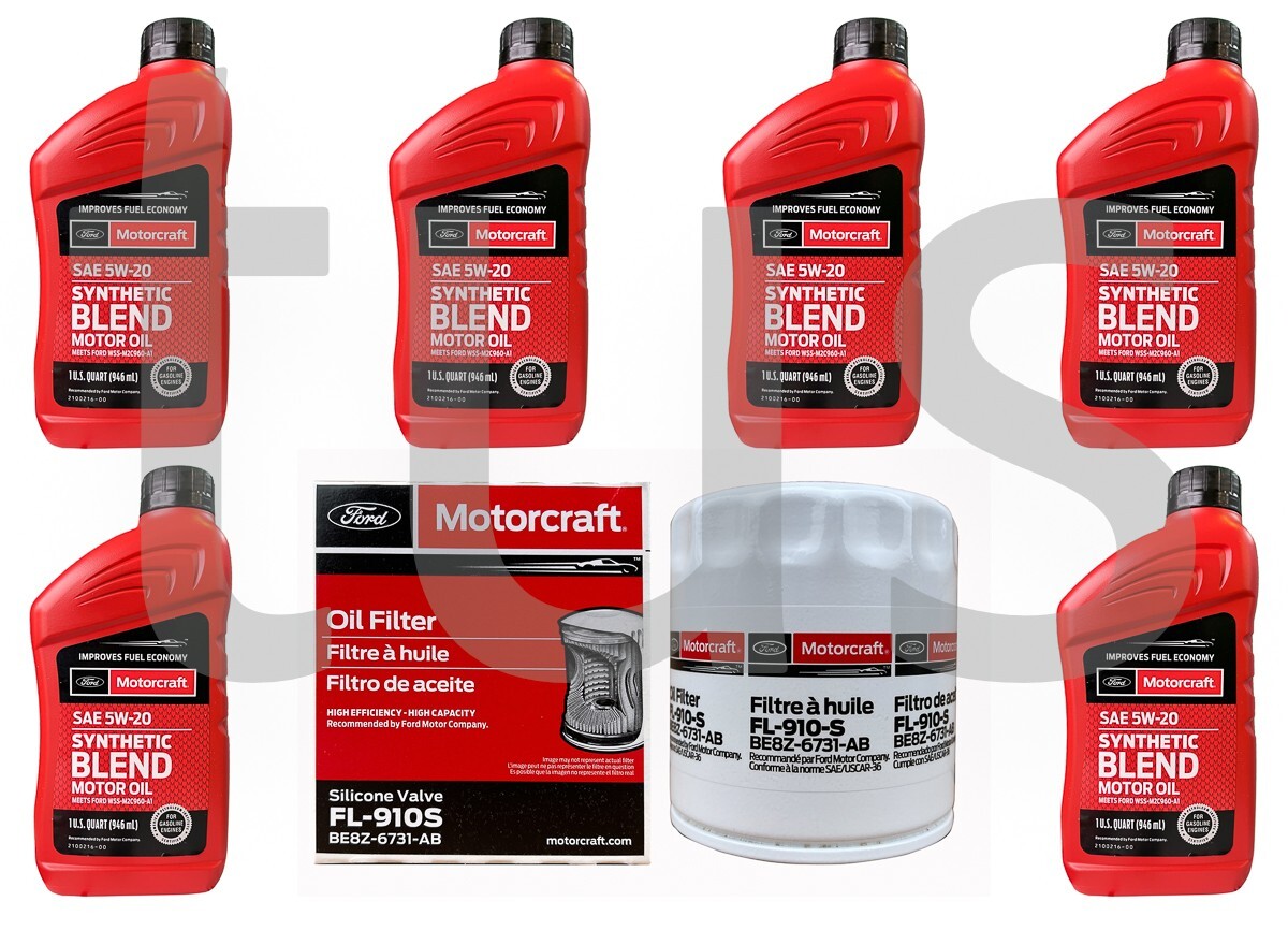 Oil change kit Ford Explorer 2.3L L4 oil filter FL910S + 6 quart