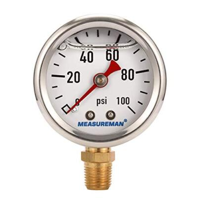 #ad 1.5quot; Dial Size Liquid Filled Fuel Pressure Gauge 0 100Psi 3 2 3% 1 8quot;NPT $15.45