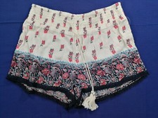Girls' NB Floral Print Lace Sweep Elastic Waist Soft Shorts - Natural M 7-9