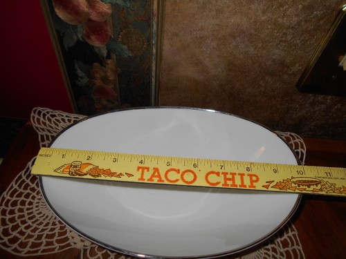 Noritake Nippon Toki Kaisha Oval Serving Bowl White Porcelain Platinum Rim - Picture 5 of 10