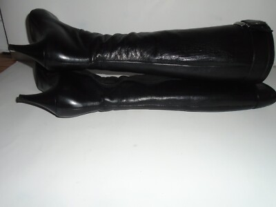 靴 Prada Leather Boots 36 1/2 Prada Black Leather Buckle Boots Size 36 1/2 | eBay