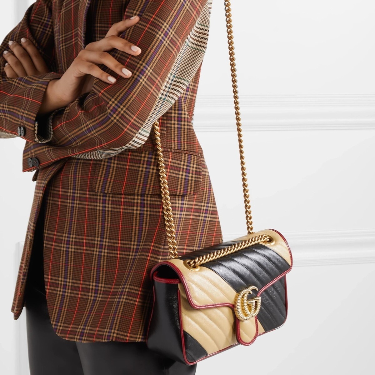 GUCCI マーモントゴールド　バックルレザー GUCCI（グッチ） GGマーモント ワイド ベルト ダブルG レザーベルト