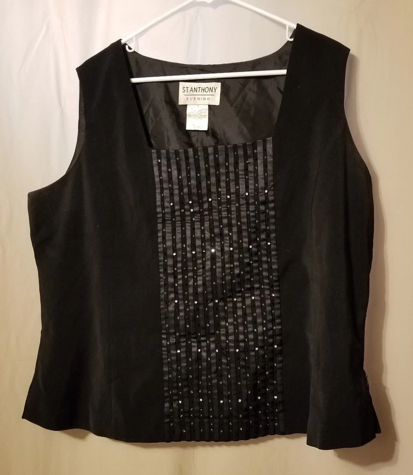 ST ANTHONY NIGHT - ABRIGO DE DISEÑO DE 2 PIEZAS Y TOP DE PIEL CON CUENTAS TALLA 22W *KT13   Foto 2 de 4