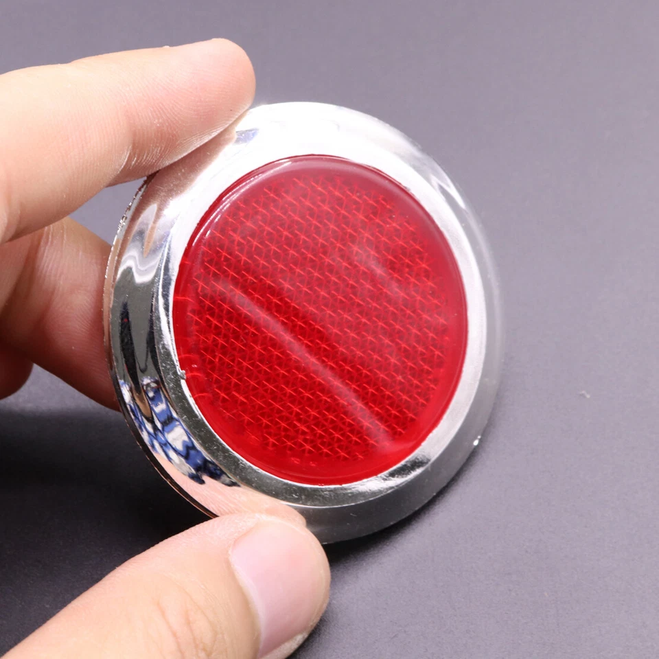 4x Rojo Reflectante Coche Motocicletas Pegatina Reflector Redondo Cromo Autoadhesivo Foto 3 de 4