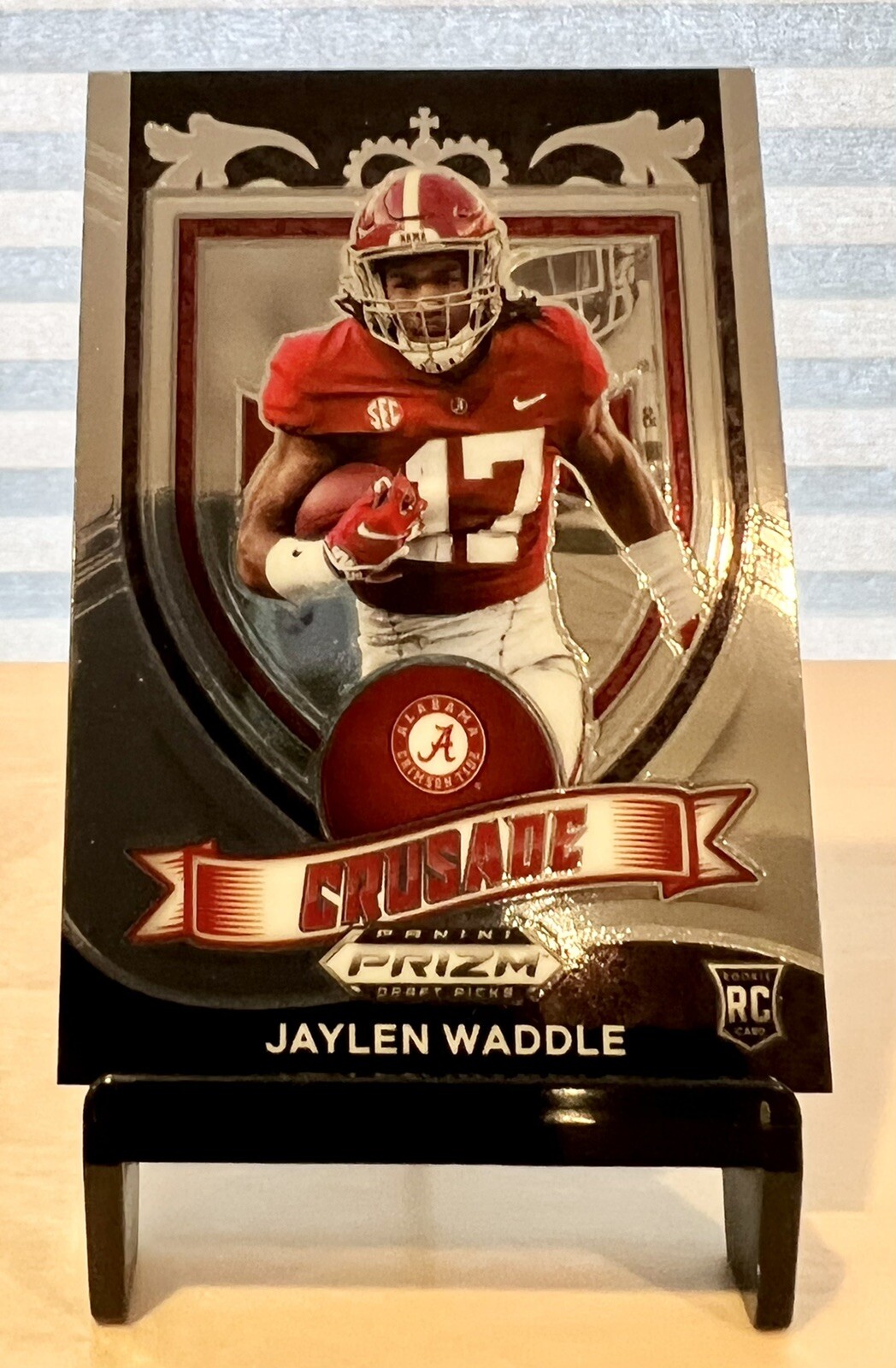 Jaylen Waddle 2021 Prizm Draft Picks Rookie Card #169, Crusade, Alabama Dolphins