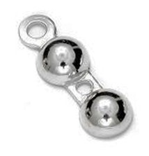 2 STERLING SILVER STRONG LARGE CALOTTES / BEAD TIPS WITH RING, 14 MM, CALLOTTES