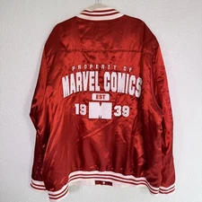 Marvel Comics Satin Jacket Mens 2XL Baseball Bomber Comic Lined Disney Parks XXL