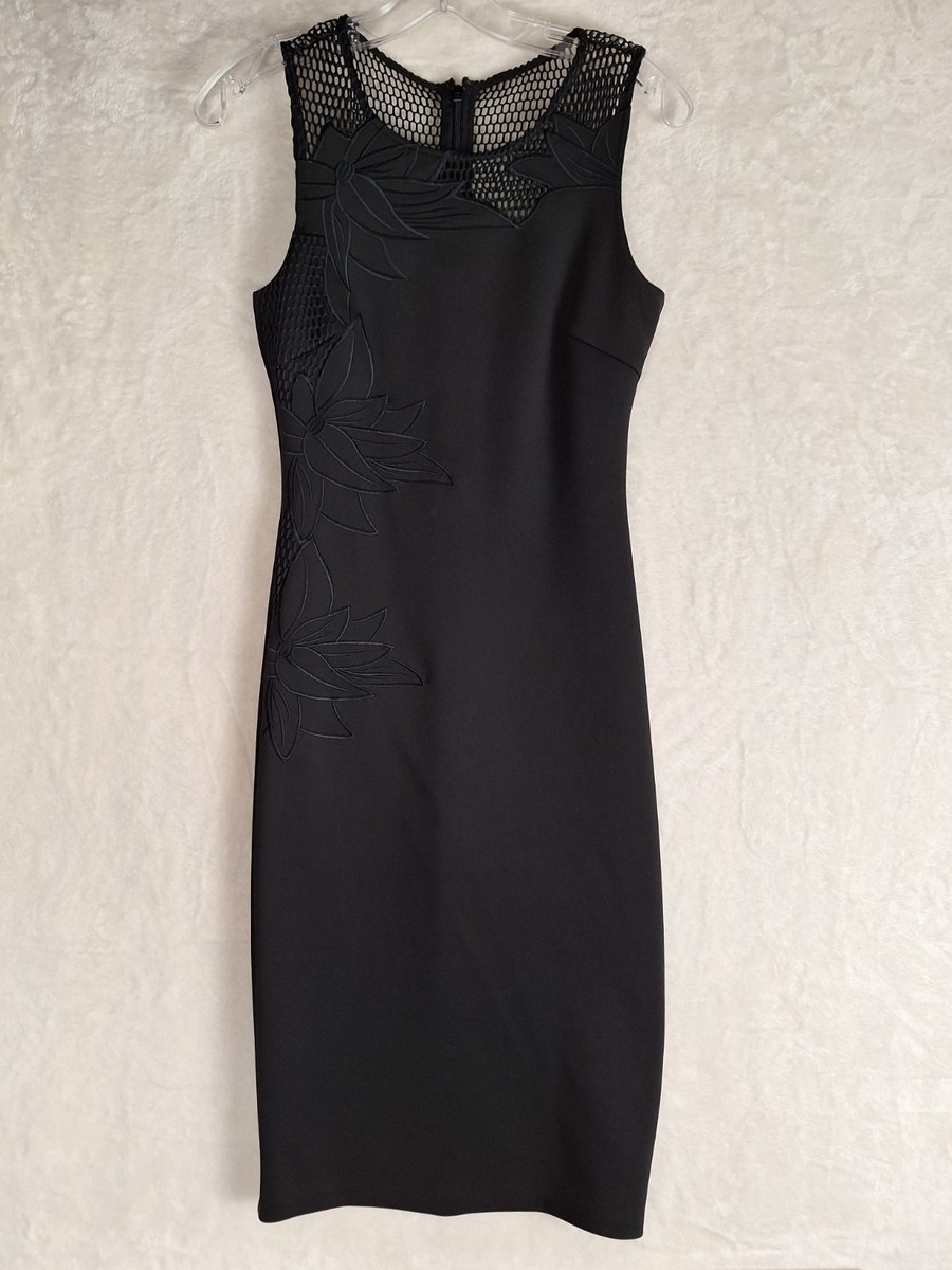 mesh inset long sleeve midi dress Black Mesh Long Sleeve Midi Dress