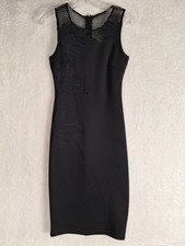 GUESS Dress Women 2 Mesh Net XS Black Bodycon Lined Floral Embroidered Party