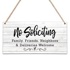 5"x10" Welcome Wood Sign For Front Door, No Soliciting Signs For House, Famil...