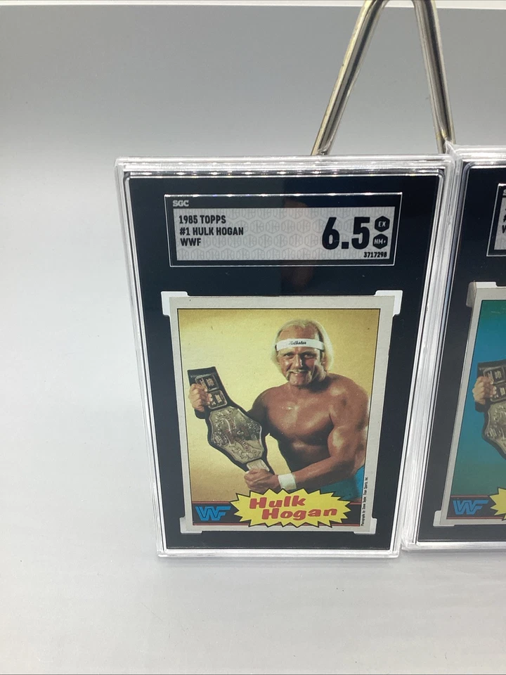 (2) Lote de tarjetas de novato Topps Hulk Hogan 1985 SGC 6,5 #1 y #16 WWF lucha libre Foto 3 de 4