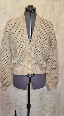 Handarbeit gehäkelte Hexagon Strickjacke Lagerfeuer Vintage/Retro Boho