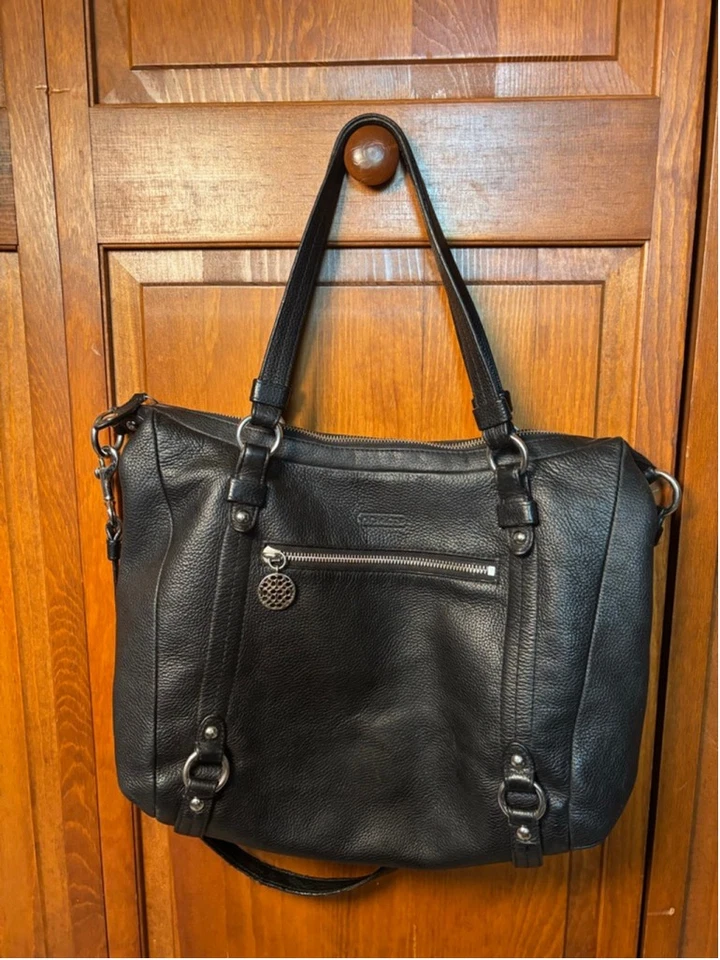 Coach Alexandra Convertible Satchel Bag Crossbody Strap Pebbled Leather Black OS - Image 4 of 4