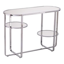 Southern Enterprises Maxina Mirrored Metal Console Table in Chrome