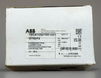 ABB OT60F3 Switch-Disconnector 3-Pole 60A 600V 1SCA105076R1001 New In Box