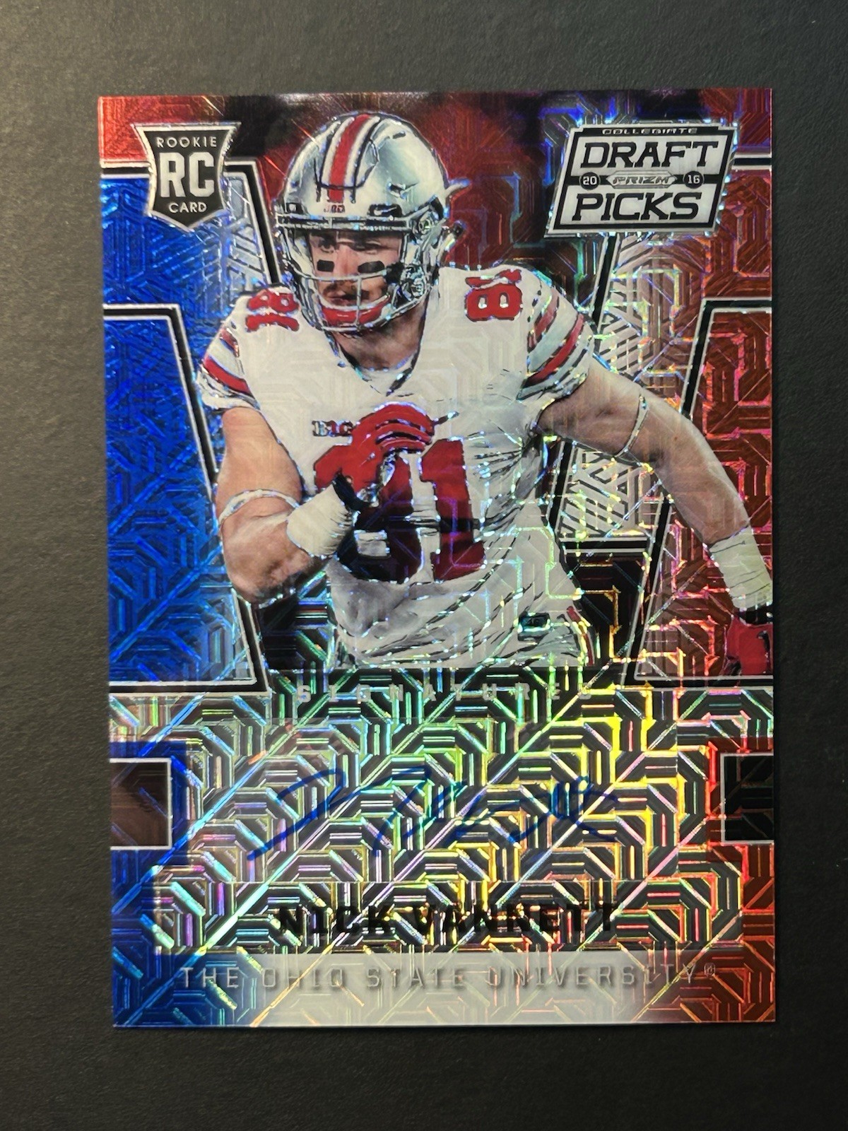 Nick Vannett Panini Prizm Collegiate Draft Picks #128 Autograph-Red/White/Blue
