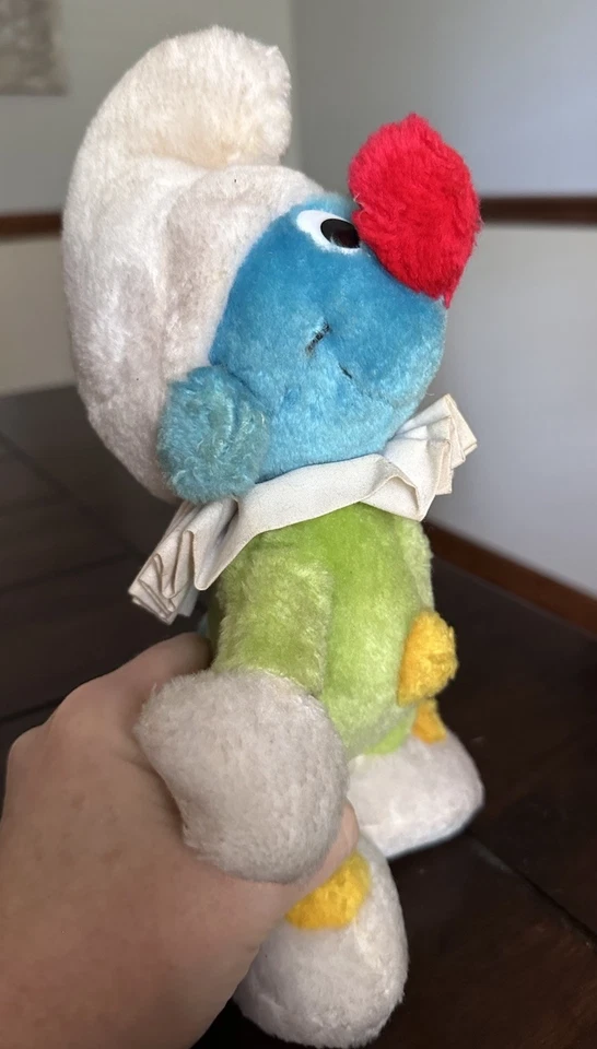 WALLACE BERRIE Peyo Vintage Blue Smurf Clown Plush Stuffed 1983 - Image 3 of 4