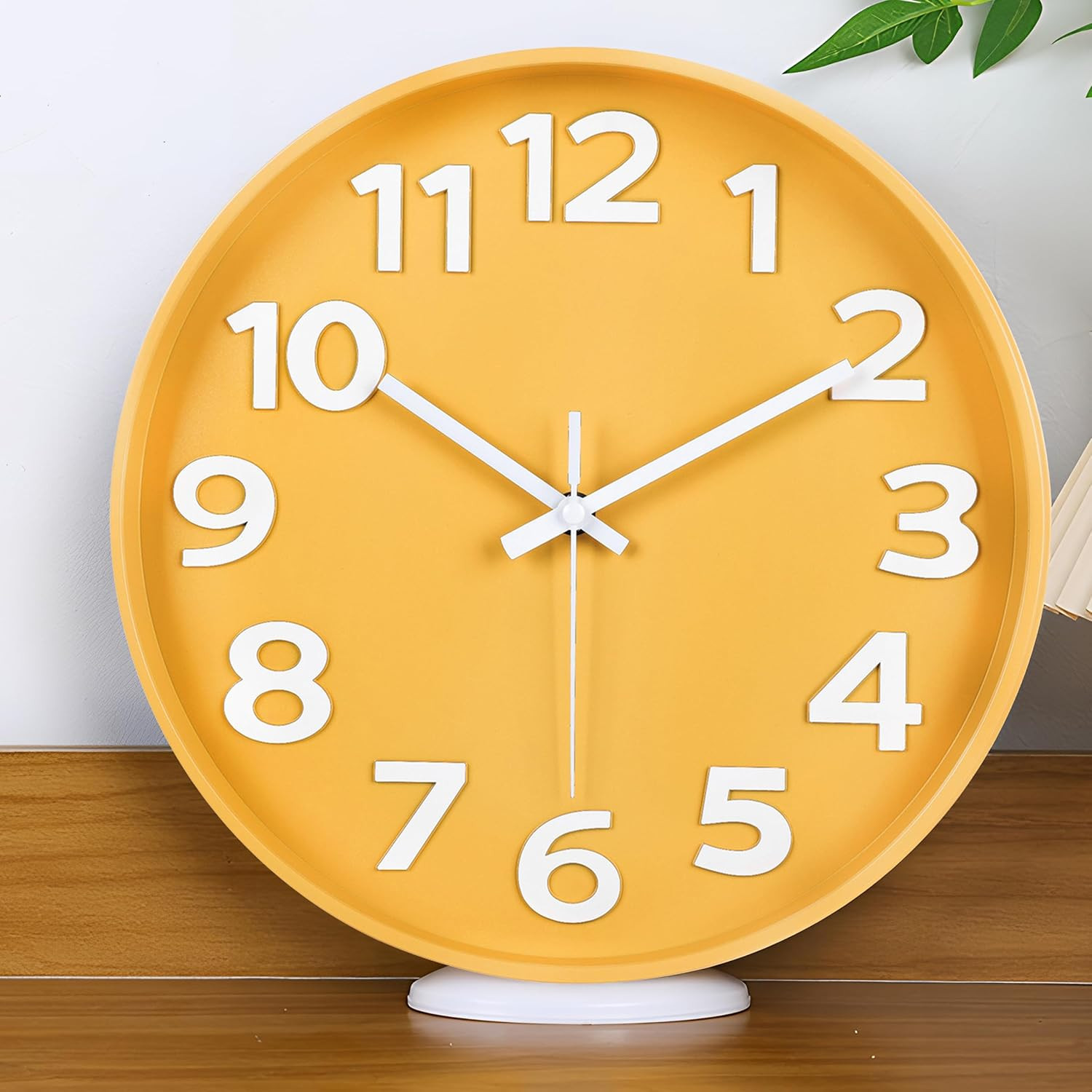 12-Inch Modern Yellow Indoor/Outdoor Wall Clock, Silent Non-