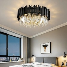 Modern 3-Tier Crystal Chandelier Semi Flush Mount Ceiling Light for Living Room