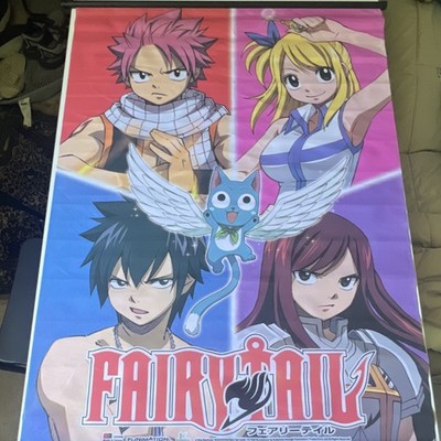 Fairy Tail Wall Scroll Featuring Natsu, Lucy, Happy, Gray, Erza Licensed