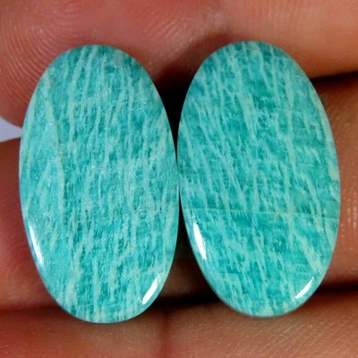 20.30 Cts Natural Amazonite Matched Pair Oval Cab 12x21x4mm Losse Gemstone