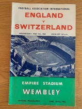 ENGLAND v  SWITZERLAND MAY 9 1962  WEMBLEY STADIUM FOOTBALL PROGRAMME EXCELLENT