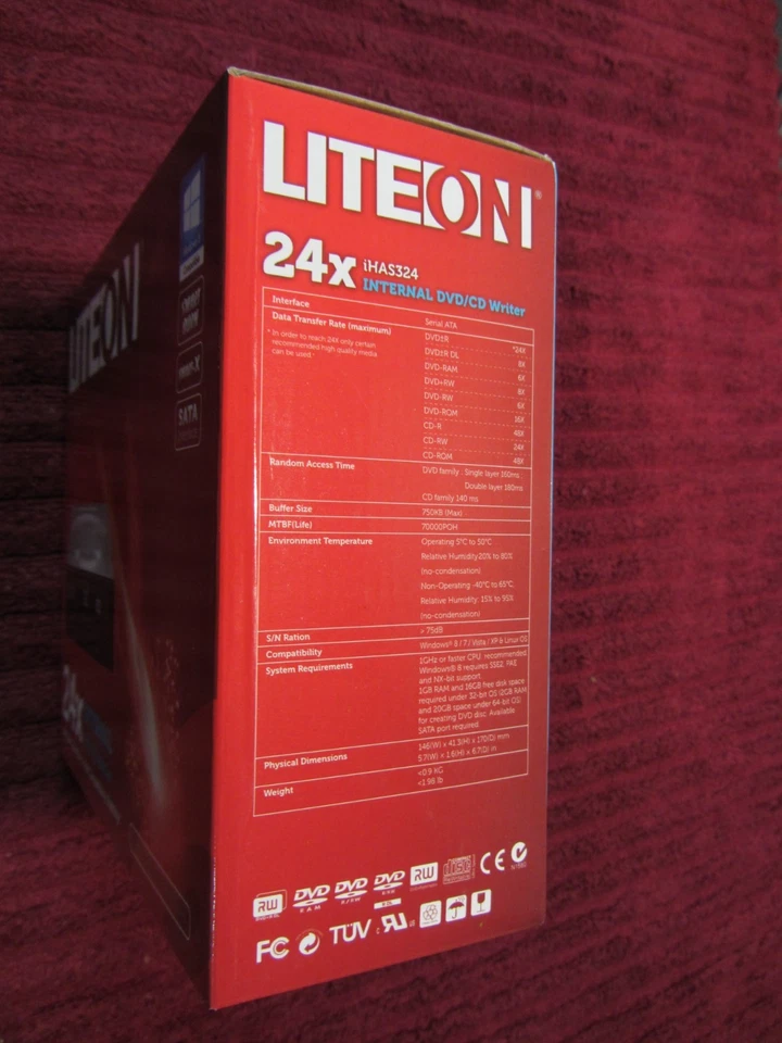 Lite-On (IHAS324-17) 24x SATA Internal DVD/CD Writer - Brand New Sealed! NOS - Image 3 of 4