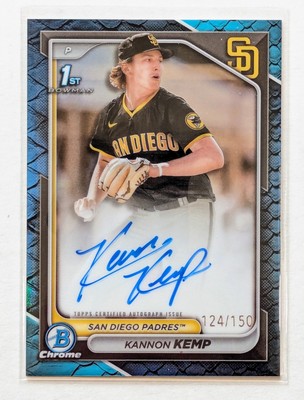 2024 Bowman Chrome Kannon Kemp Blue Reptilian Refractor Auto /150 #CPA-KK Padres