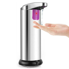 Touchless Handsfree Auto Soap Dispenser 250ml Stainless Sensor Bathroom Kitchen