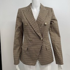 NEW Michael Kors Geo Print Peak-Lapel Blazer Jacket Women s Size 6 Golden Button