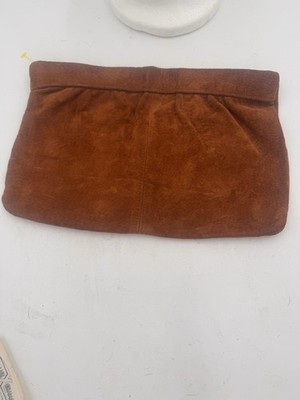 Vintage Hush Puppies Handbag By Toni Super Suede Pigskin Leather Brown