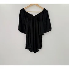 GAP Womens Black Embroidered Flutter Sleeve Off Shoulder Blouse Top Large