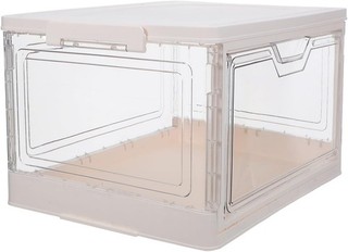 Stackable Storage Bins with Lids Plastic Folding Organizer Containers 3 pack