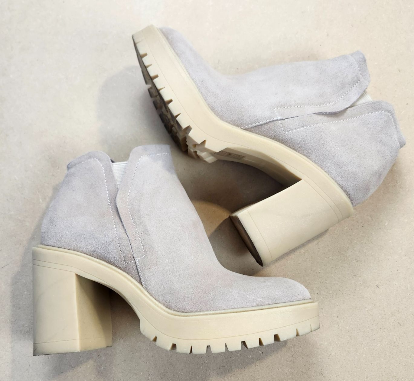 SAOLA Stivaletti Dolce Vita donna taglia 7 beige scamosciati plateau suola a strappo tacco grosso