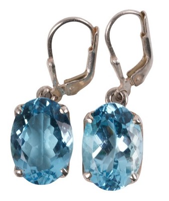 Lübeck unique 10.66ct blue topaz earrings 925 silver handmade