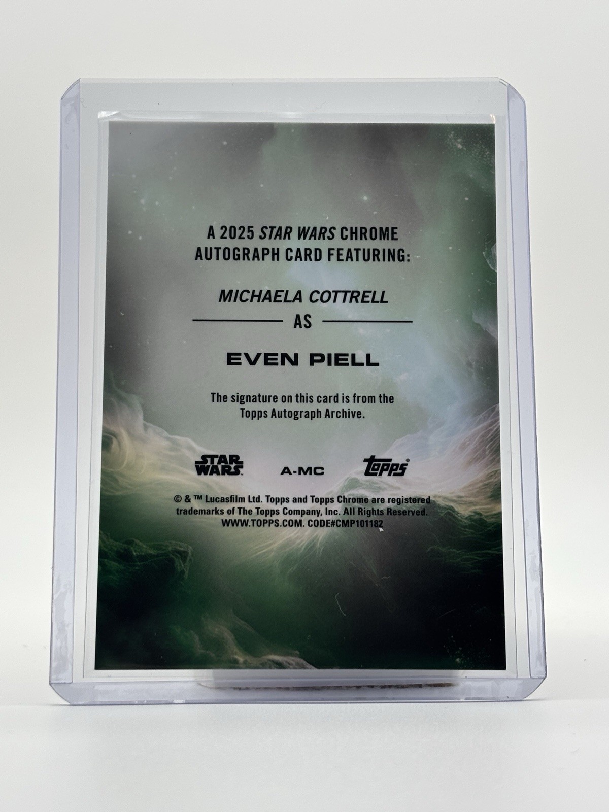 2025 Topps Chrome Star Wars Even Piell as Michaela Cottrell Autograph A-MC view 2
