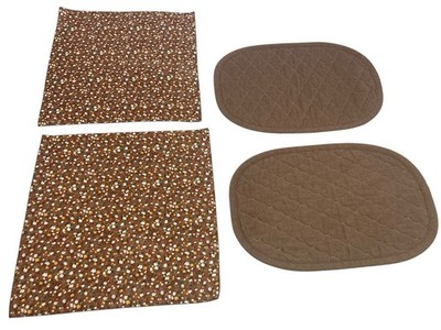 Vintage Brown & Floral Placemats And Napkins Set Of 2 (some minor flaws)